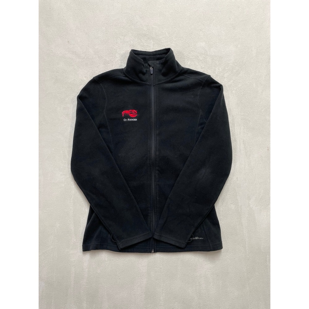Eddie Bauer Womens Black Full Zip Fleece Jacket Lobster Co-Founder Small